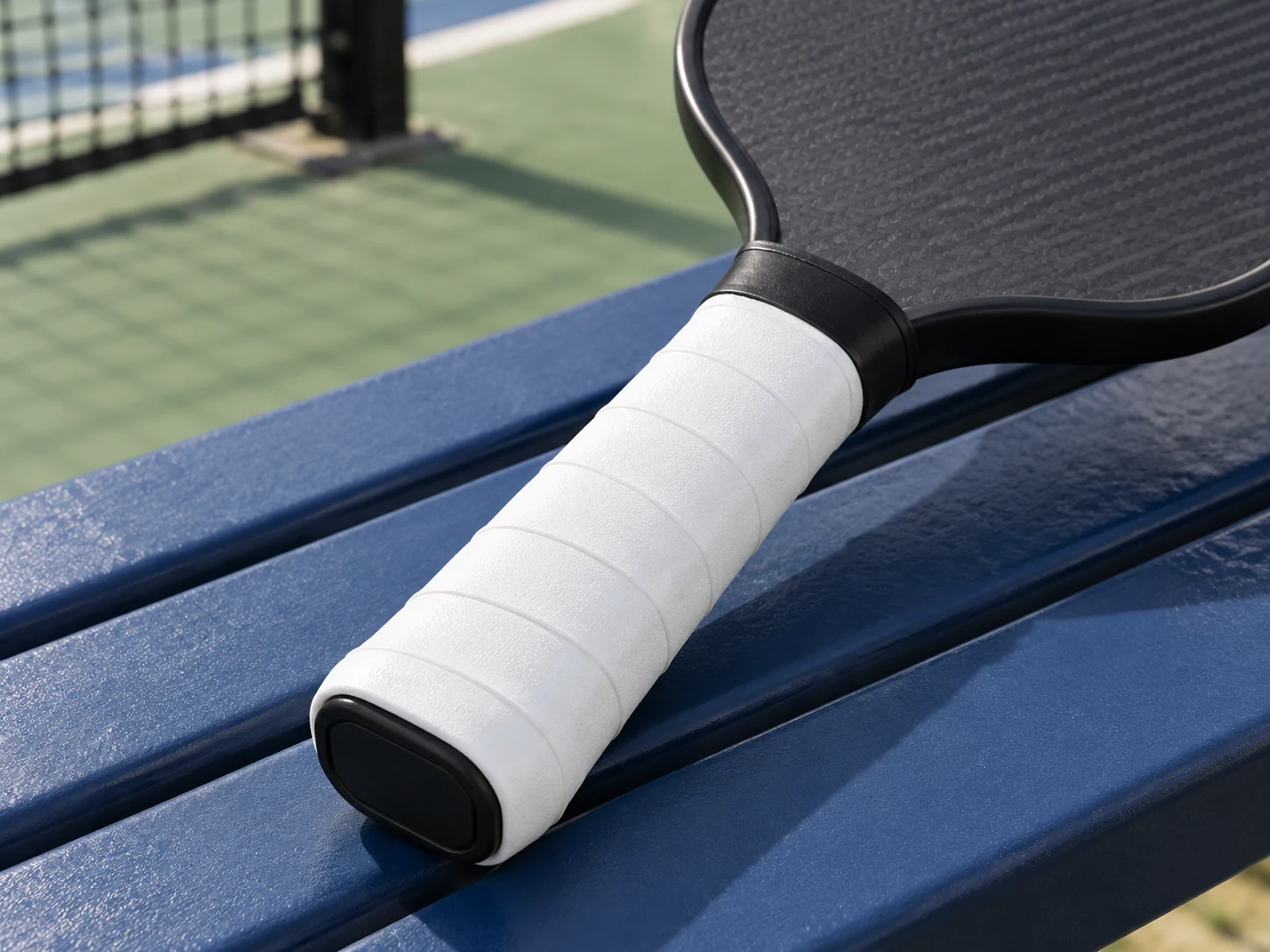 OG-C01 white soft feel overgrip installed on a pickleball paddle handle