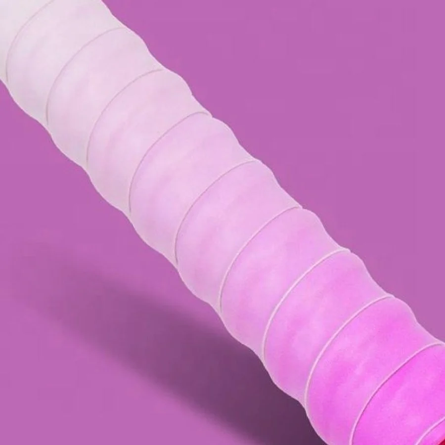 OG-DB01 pink gradient dragon-bone overgrip on a racket handle