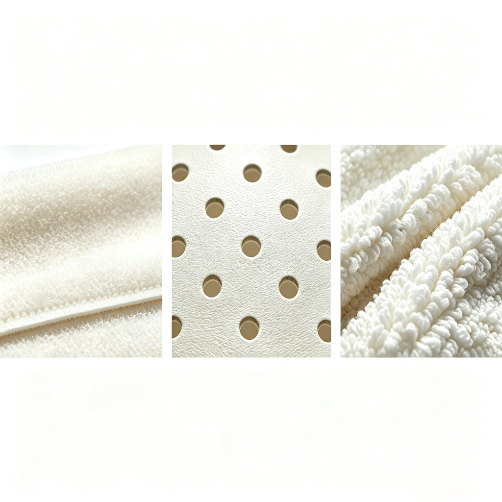 Material samples of TPU, PU and cotton racket grips side by side