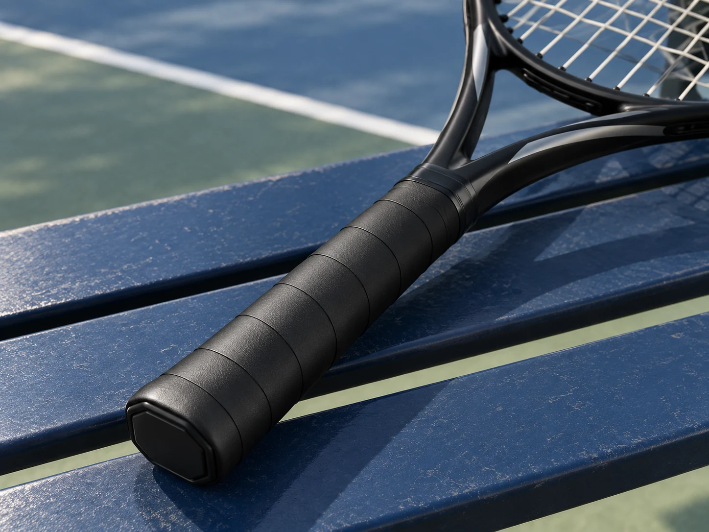 RG-C01 black comfort replacement grip installed on a tennis racket
