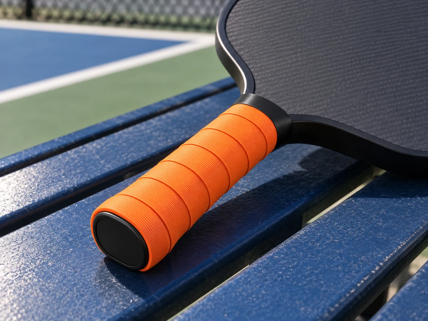 Grip di ricambio morbido arancione RG-S05 applicato al manico di una pala da pickleball