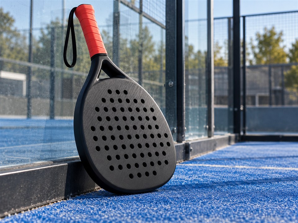 Padel equipment and grip application scene